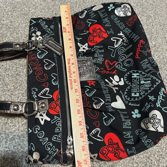 Coach Poppy Black Graffiti Shoulder Bag Tote Purse - Picture 14 of 14